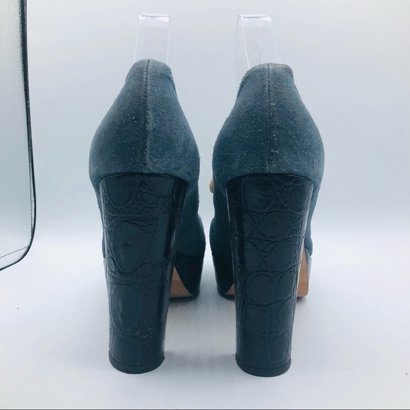 Charles David Womens Vero Cuoio Blue suede Platform Chunky Heels Size 10 - Picture 4 of 11